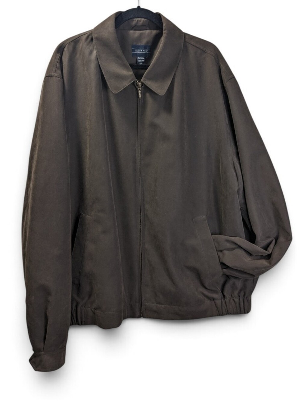 Joseph & Feiss Dark Brown Zip-Front Windbreaker Fall Lined Jacket Size 2XL